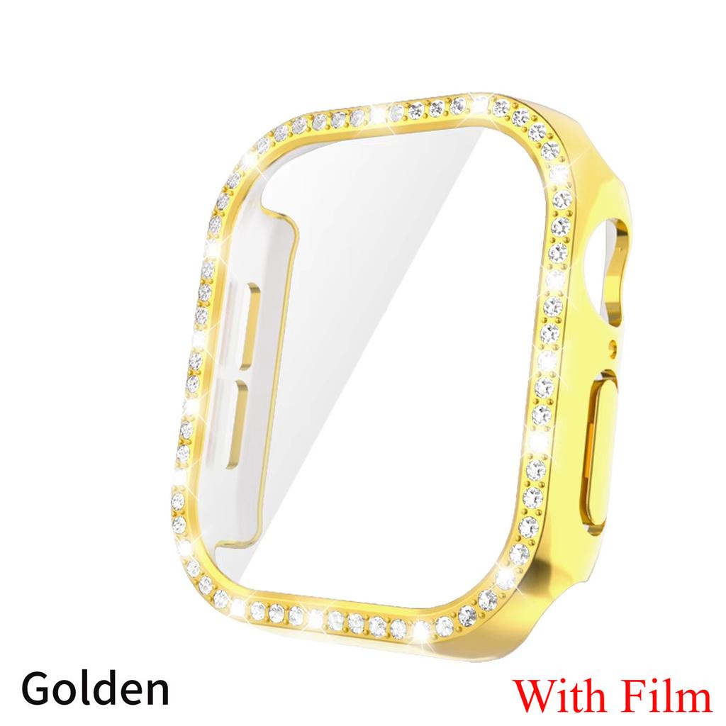 Glass+Diamond Cover For Apple Watch Case 46mm 42mm Bling Bumper Protector for iWatch Series 11 10 46 42mm Watch Case