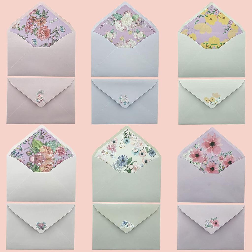 SCStyle Stationary Paper and Envelopes Set Contain 48Sheets Writing Paper 5.9X7.7Inch+24 Pcs A6 Cute Envelopes 4x6Inch with Water-Based