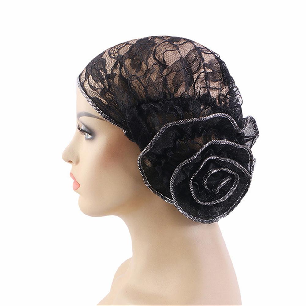 1PC Women Girls Floral Lace Turban Hat India Cap Muslim Hats Chemo Cap Flower Bonnet Beanies Hijab Underscarf