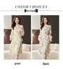 High-End Floral Print V-Neck Long Sleeve Summer Dress for Women