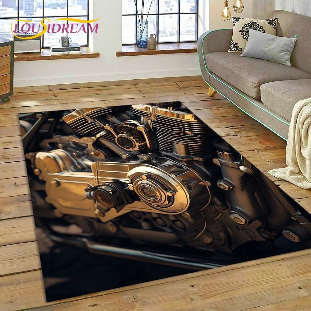 Motocross Modern retro Motorcycle Rug Carpet for Living Room Bedroom Home Decor,Floor Mat Non-slip Decoration for Sofa Doormat