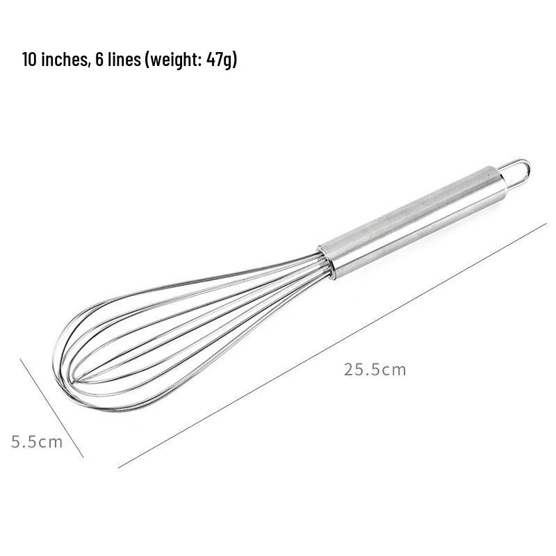 8", 10", 12" Stainless Steel Manual Egg Whisk - Multi-purpose Handheld Beater for Cream and Egg White Mixing