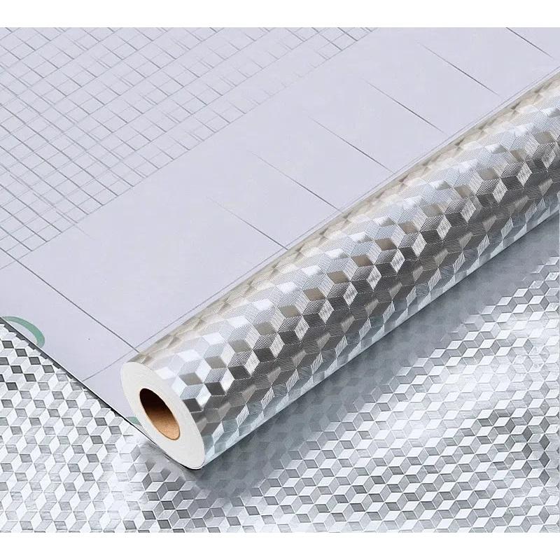 

Маслостойкие и огнестойкие высокотемпературные шкафы, водонепроницаемые и влагостойкие самоклеящиеся обои, фольга, алюминиевая фольга, бумага 60cm x 1000cm серебряный