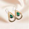 Rare Malachite Gemstone 925 Sterling Silver Jewelry Handmade Hook Earrings 2.27" EE-82-17
