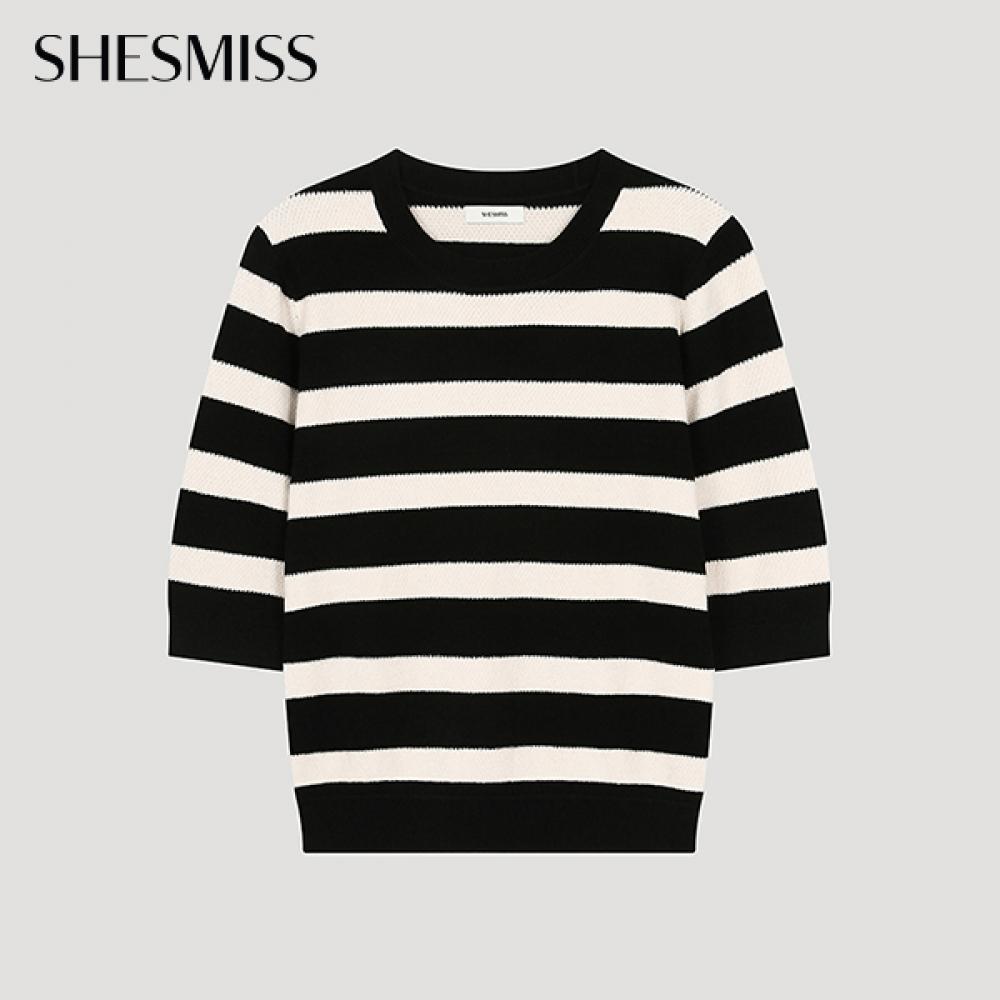 

She S miSS Striped Round Neck Knit SSkpoo31070 Bk blacks/55