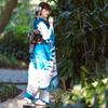 Furisode Tuhá Látka Dámské Kimono Jeřáb - Odolné proti vráskám, Snadno se nosí, Formální Japonský Styl