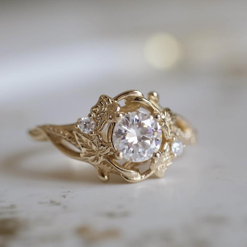 

Personalized minimalist brushed inlaid zircon jewelry, new light luxury women s ring 10&Gold-color