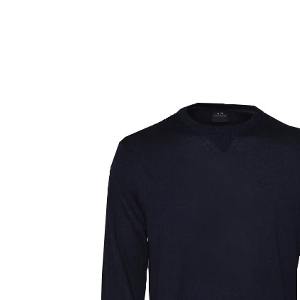 Armani Exchange Crew Neck Pullover Wool Sweater Long Sleeve Men Sweater Navy-Blue 8NZM3A-ZM8AZ-1510