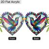 Acrylic Heart-Shaped Hummingbird Suncatcher, Stained Glass Style Window Hanging Ornament for Bird and Colorful Art Lovers