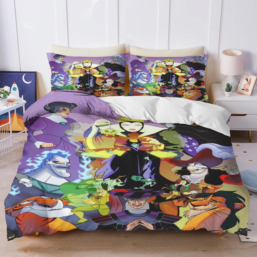 Disney Villains Maleficent Ursula Evil Queen Bedding Set Duvet Cover Comforter Sets Double Comforte 100% Polyester 3-Piece Set