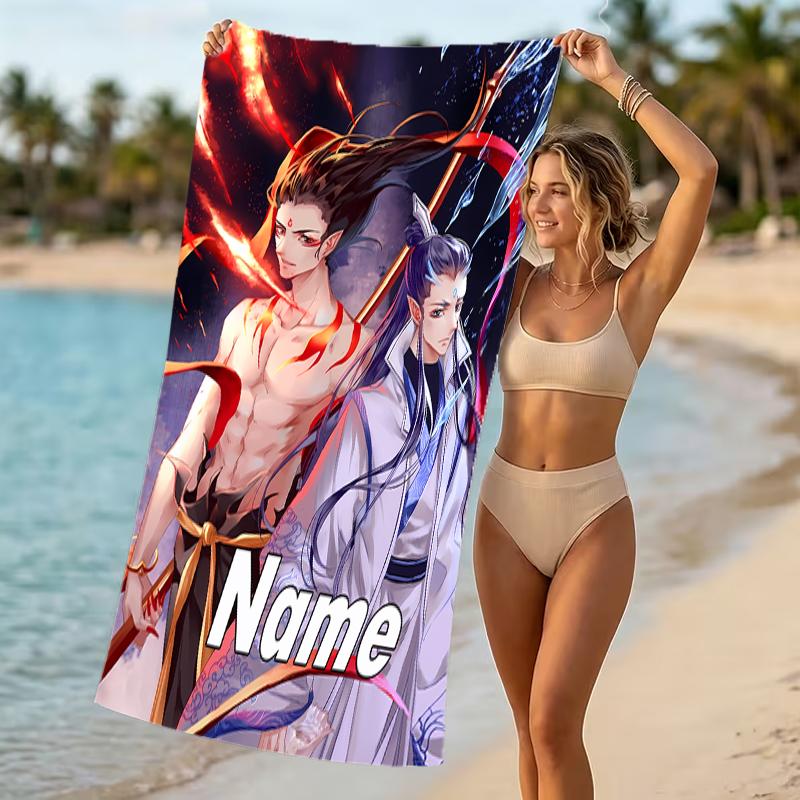Customizable personalized beach towels Nezha Conquers the Dragon King themed designs.Suitable for the beach, yoga, sports;ideal as beach accessories