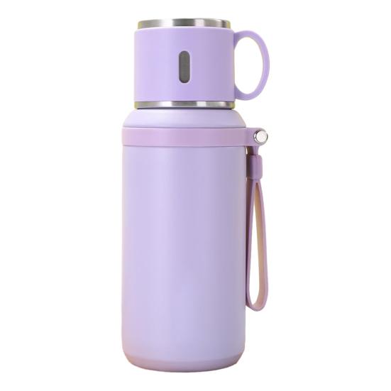 Cup 316 Stainless Steel Vacuum Insulated Bottle with Leakproof Lid And Portable Handle 2-in-1 Drinking Cup Wide Mouth for Hot Cold Drinks