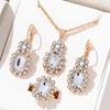 5 Piece Women Fashionable Versatile Temperament Personalized Diamond Embellishments Oval Necklaces Rings Bracelets Earrings Set