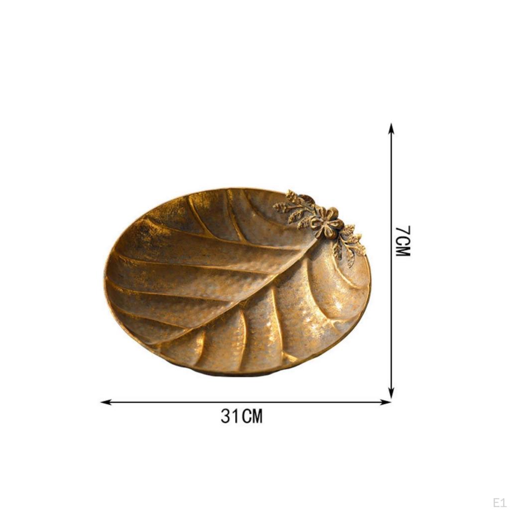 Metal decorative Tray with Leaf Pattern VintageFoliageThemedShaped Oval for Tabletop Styling,