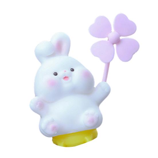Cartoon Windmill Car Decoration with Soft Doll Cute Rotary Ornament for Dashboard Handlebar & Vent Solar/Manual Spin Fun Summer Gift for Car Bike