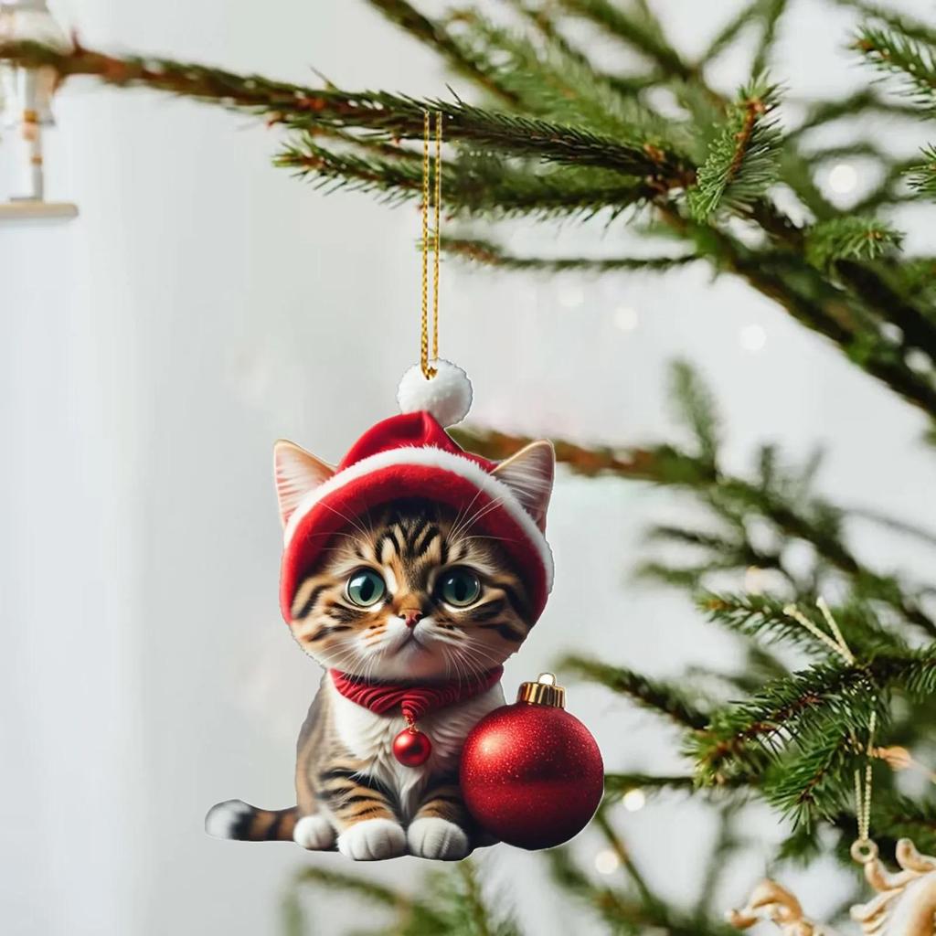Cartoon süße Katze 2023 Weihnachtsschmuck hängende Dekoration Geschenk Weihnachten hängender Baum personalisierter Anhänger Partyzubehör