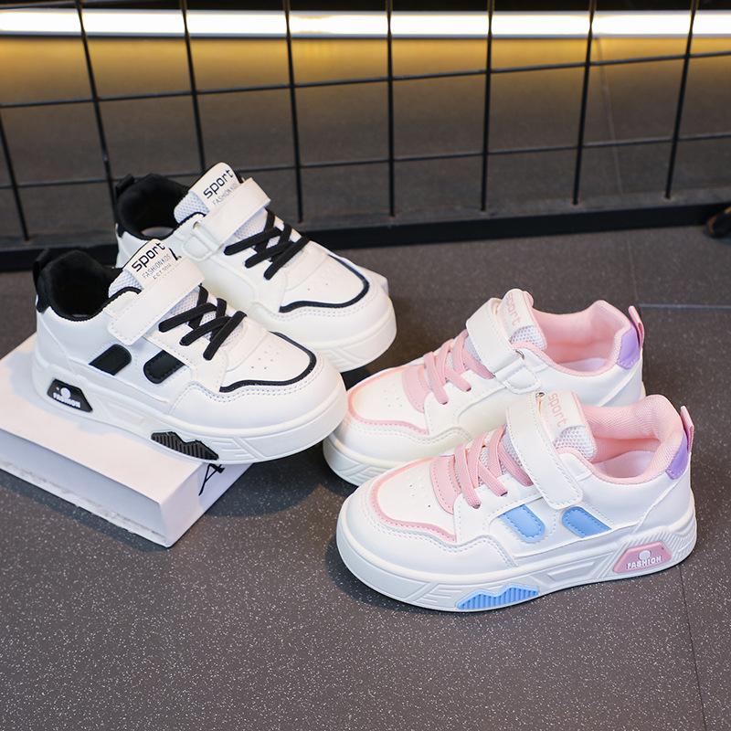 2025 autumn new children's leather shoes boys comfortable sports shoes girls color matching leather casual shoes tide