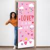 Valentine's Day Christian Door Cover Classroom Decoration Heart Love Christian Jesus Door Banner Religious Hanging Backdrop for Home New Year Xmas