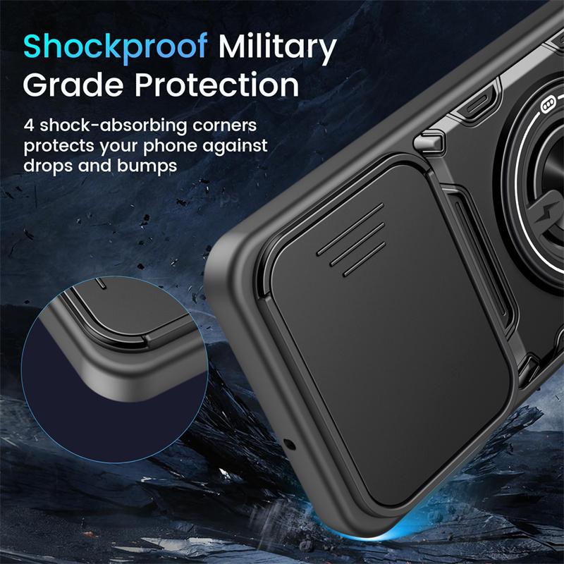 Armor Funda Para For Samsung Galaxy A37 A57 A17 5G A07 4G Case Slide Camera Lens Back Cover Magnetic Ring Stand Protect Coque