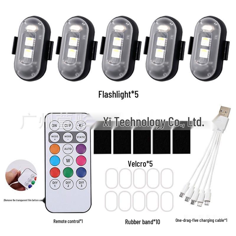 Luz LED Sem Fio para Carro Multicor com Controle Remoto - À Prova d'Água, Mini, para Decoração de Avião e Carro