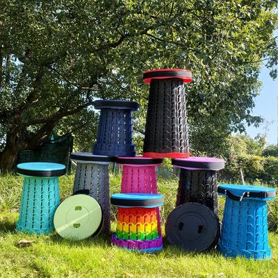 Collapsible Round Plastic Stool for Outdoor, Home, and Travel Use - Ideal for Sketching and Compact Storage.