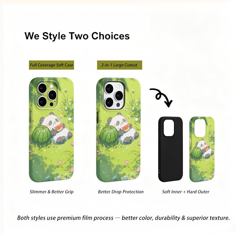 Refreshing Summer Panda Melon Graphic Art Film Aesthetic Protective Shockproof Bumper Phone Case Cover For iPhone 13 14 15 16 17 Pro Max Plus