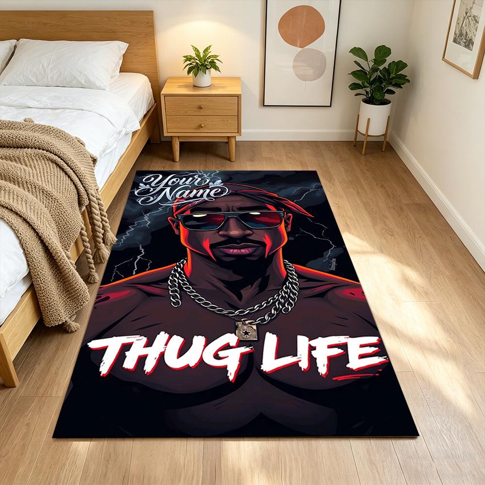 2pac Customize Text Floor Mat Perfect for Dormitory Entryway Outdoor Game Room Anti-slip Rug Anime Office Decor Best for Christmas