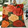1pc Extra Large Luxury Burgundy Pink Peach Golden Floral Blanket Ultrasoft Plush Allseason Thermal Throw for Bed, Sofa, Travel, Camping Machine Washab