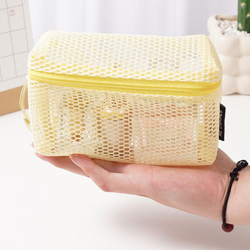 Casual Nylon Storage Pouch Hand-held With Zipper Cosmetic Bag Multipurpose Mesh Pouch Travel