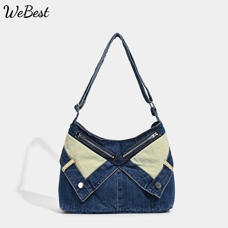 

Bag Female Niche Design Fashion Cowboy Bag Washed Cowboy Bag Shoulder Bag 2025 New Tote Large Capacity синий