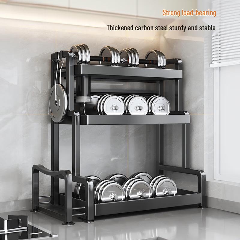 2-Tier Kitchen Countertop Spice & Knife Holder Rack