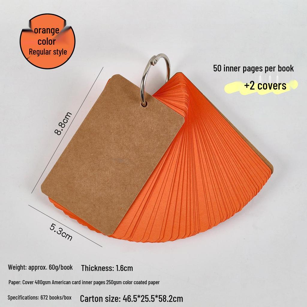 Portable English Word Cards: Hard Cardstock Pocket Ring-Bound Notebook.