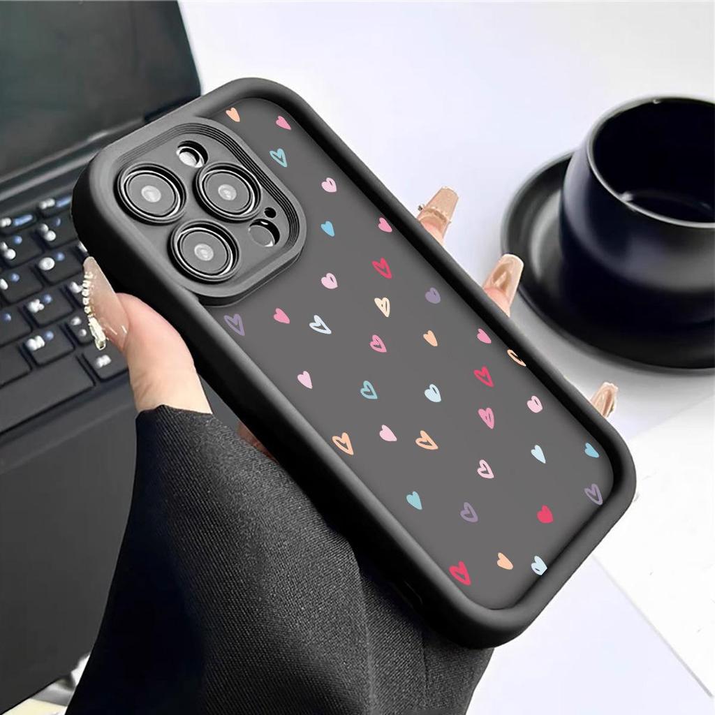Colorful Heart Diamond Sand Staircase Sky Eye Black Groove Case for iPhone 15/16/17
