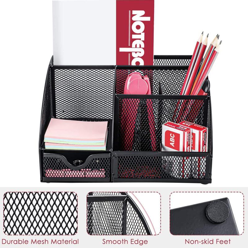 Multifunctional Pen Holder With 7 Compartments 9200 Storage Box Space-saving Office Desk Organiser