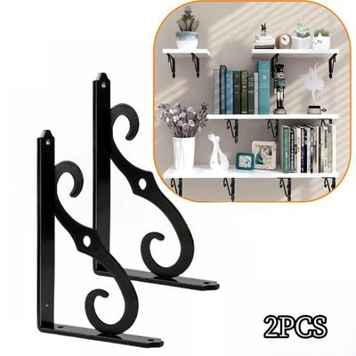 2 PCS Decorative 5 Inch Wall Mount Floating Shelf Bracket for Wall Storage Rack Wall Mounted Partition Load Bearing Support Brac