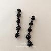 Korean Dongdaemun Crystal Flower Dangle Earrings: Elegant, Transparent, Long, and Exquisite for Women.
