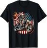 USA Flag Motorcycle Skeleton Biker 4th July American Patriot Gift Unisex T-Shirt