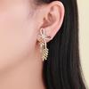 Elegant Zircon Bow Tassel Earrings – High-End Slimming Design
