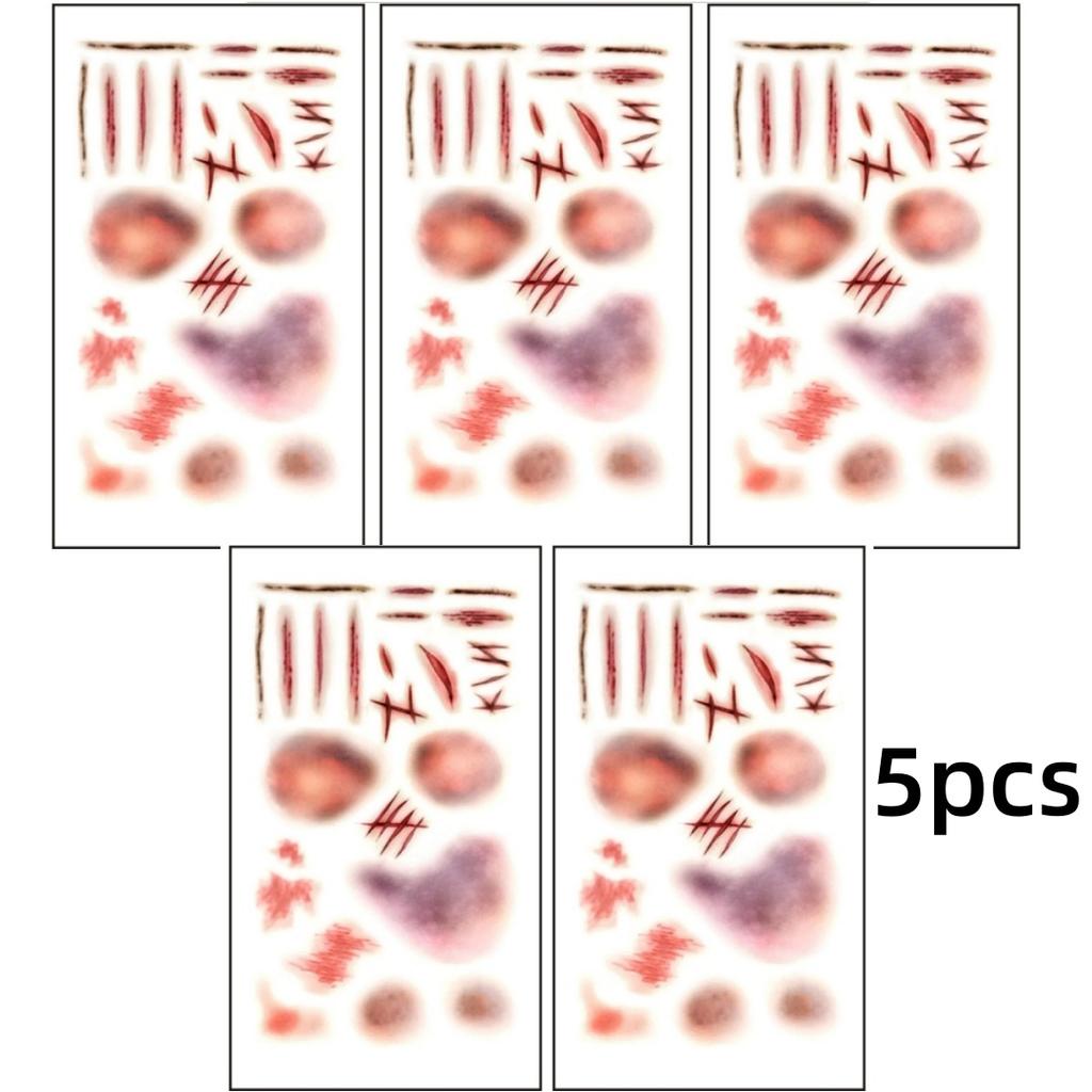 10/5pcs Bloody Wound Scar Stickers Halloween Makeup Temporary Tattoos Fake Zombie Body Art Stickers for Cosplay Parties Pranks
