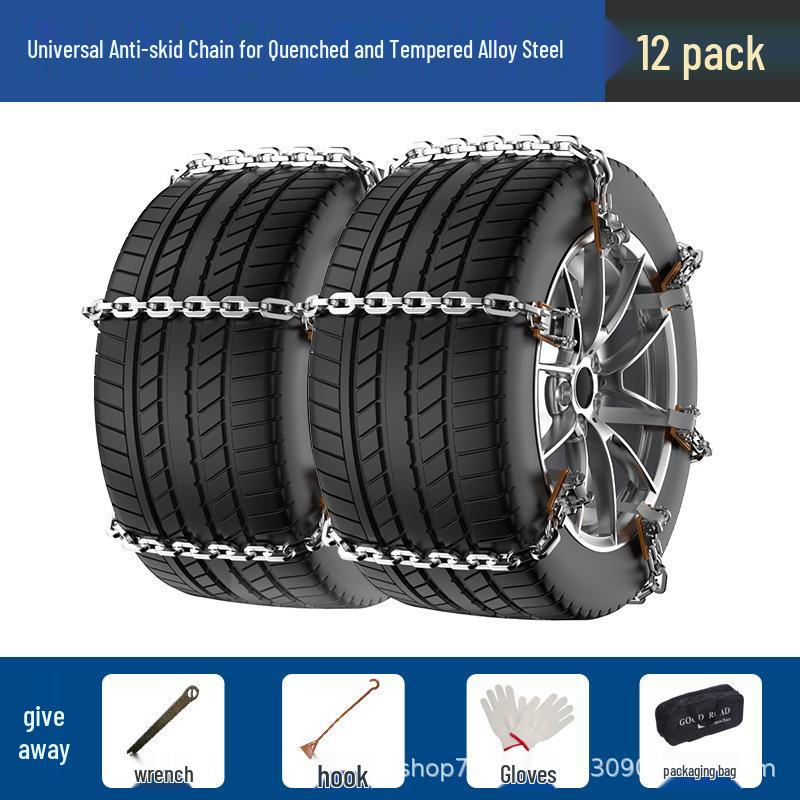 Universal Car Tire Anti-Skid Chains for Sedans, Pickups, SUVs, and Vans - Ideal for Snow and Off-road Conditions.