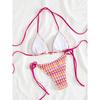 Sexy Pink Plaid Micro Bikini Women Halter Push Up Bra Tie Side Thong Swimsuit Summer Bathing Suit Holiday Swimwear Biquini