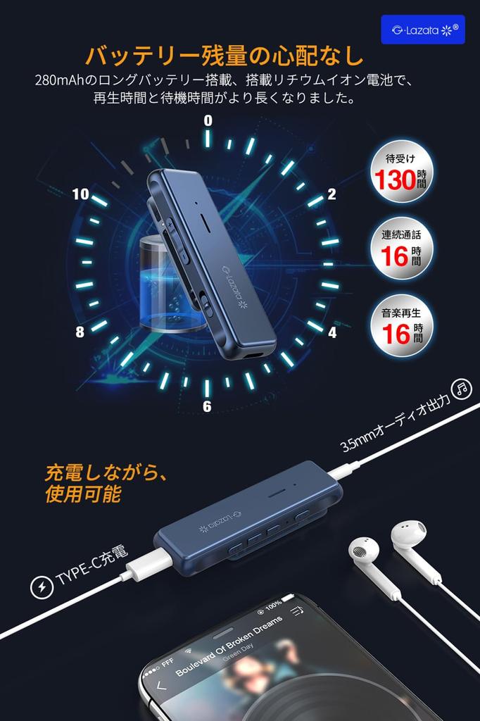 Lazata Wireless Audio Receiver Bluetooth Latency aptX LL Compatible Qualcomm Smart Chip MEMS High Sensitivity Microphone Music Call Compatible