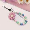 Pink Pearl Bow Keychain Mobile Phone Chain Earphone Case Anti-Lost Strap Car Keychain Beaded Decoration Backpack Pendant Accessory Bag