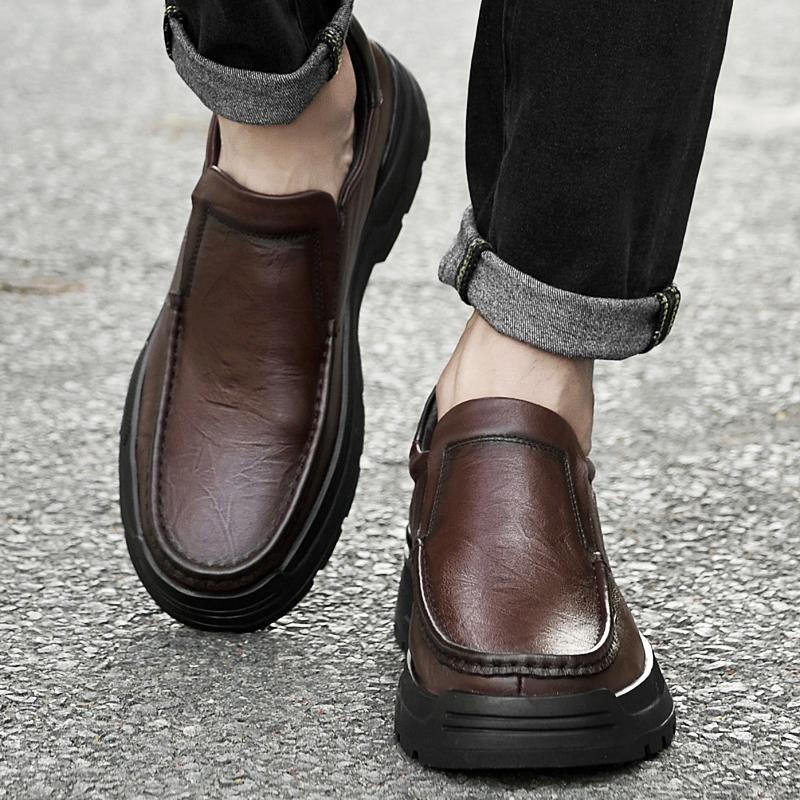 Fashion Luxury Brand Fashion Loafers Men Slip-on Genuine Leather Dress Flats Business Leather Shoes Flat Shoes Breathable Casual Shoes