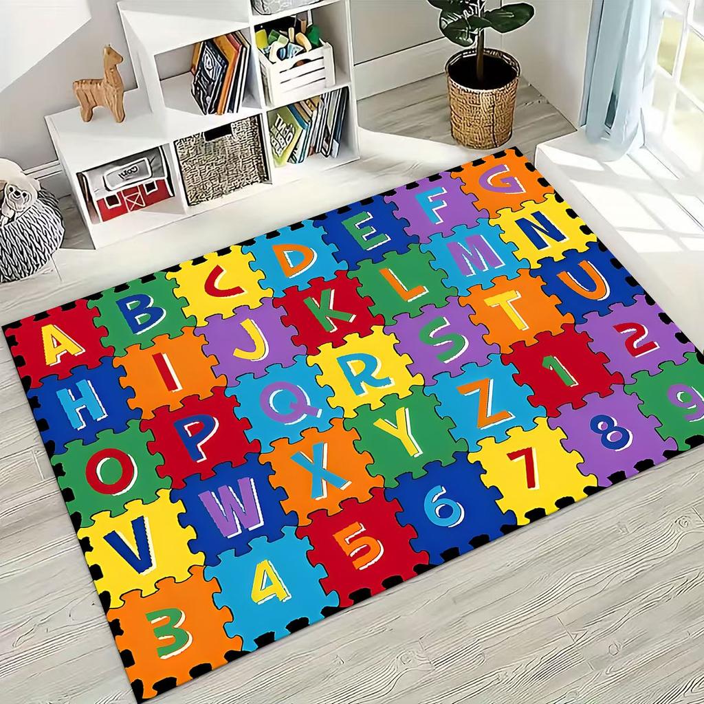 ABC Animal Alphabet Cartoon Early Educatio Children Crawling Playroom Rug for Bedroom Living Room Sofa Doormat Decor,Non-slip