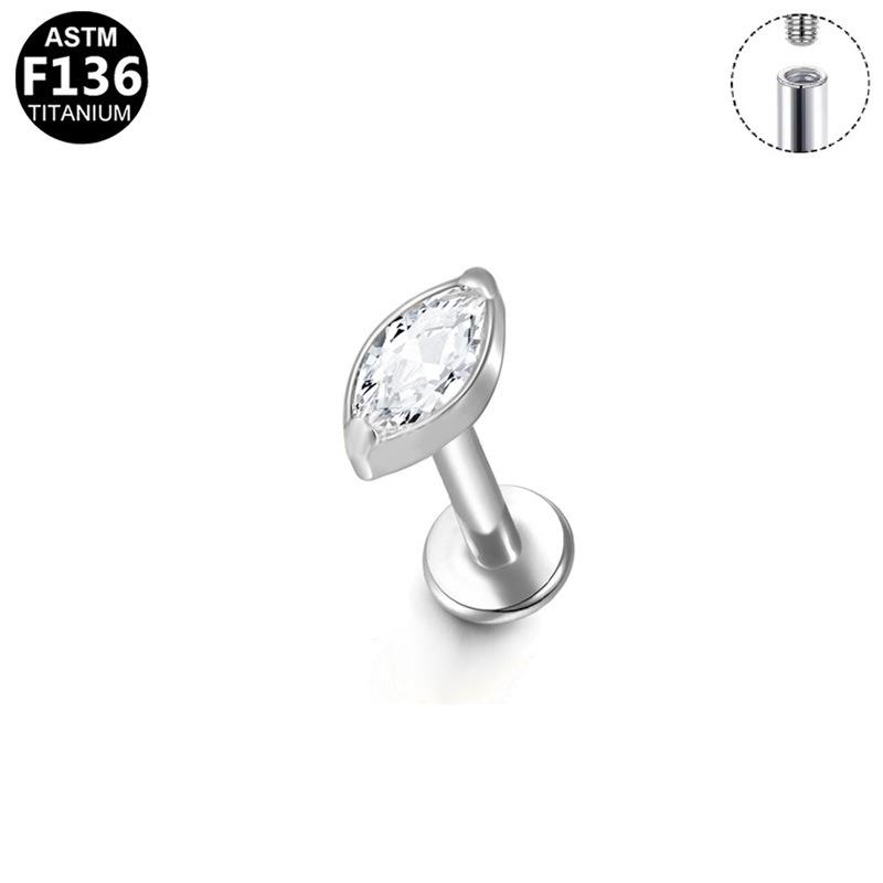 G23 Titanium Legering Mode Piercing Sieraden: Oorbel met Interne Schroefdraad Paardenoog Zirkonia