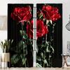 2Pcs Polyester Red Roses Romantic Printing Window Curtains Birthday Party Decoration Backdrop Drapes for Living Room