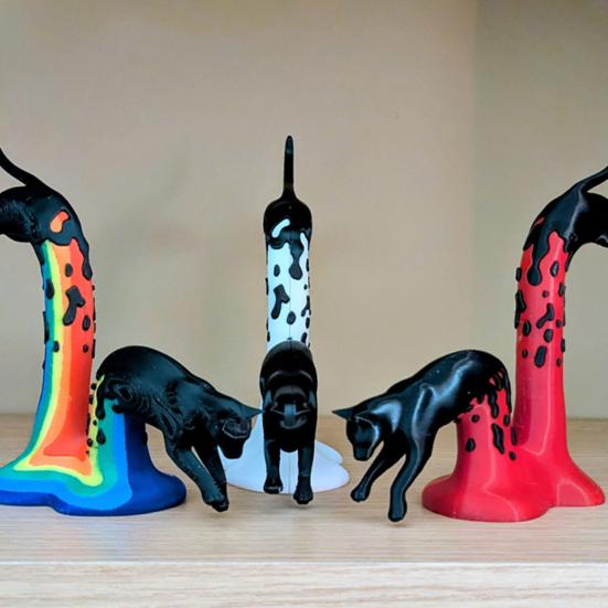 Estatuetas de Gato Impressas em 3D Novidade Estátua de Gato Saltando Colecionável Escultura de Animal para Decoração de Prateleira de Mesa de Casa