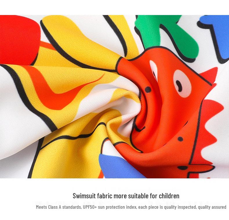 2025 New Cartoon Print Boys' Swimwear: Long-Sleeved, Split Short-Sleeved Swimsuits for Kids