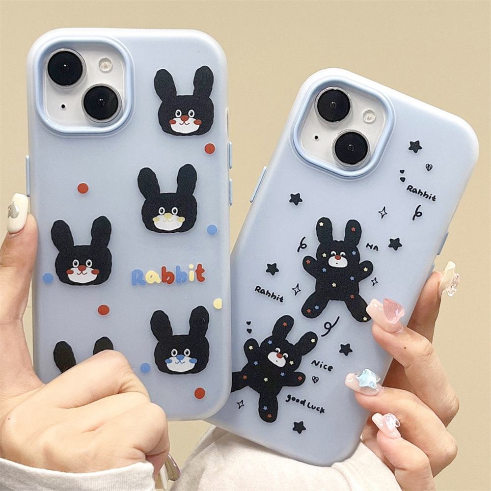 

Polka Dot Star Black Rabbit iPhone 13/15 Two-in-One Protective Case Blue iPhone15
